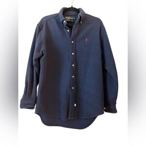 RALPH LAUREN Navy Wool Button Down Shirt